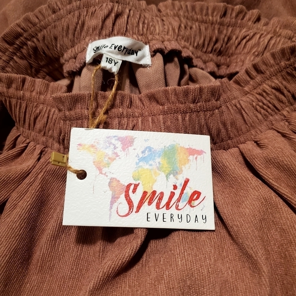 Smile Everyday Girls Tiered Mauve Corduroy Fairy Cottagecore Skirt Sz 18y XL NWT - Picture 7 of 9